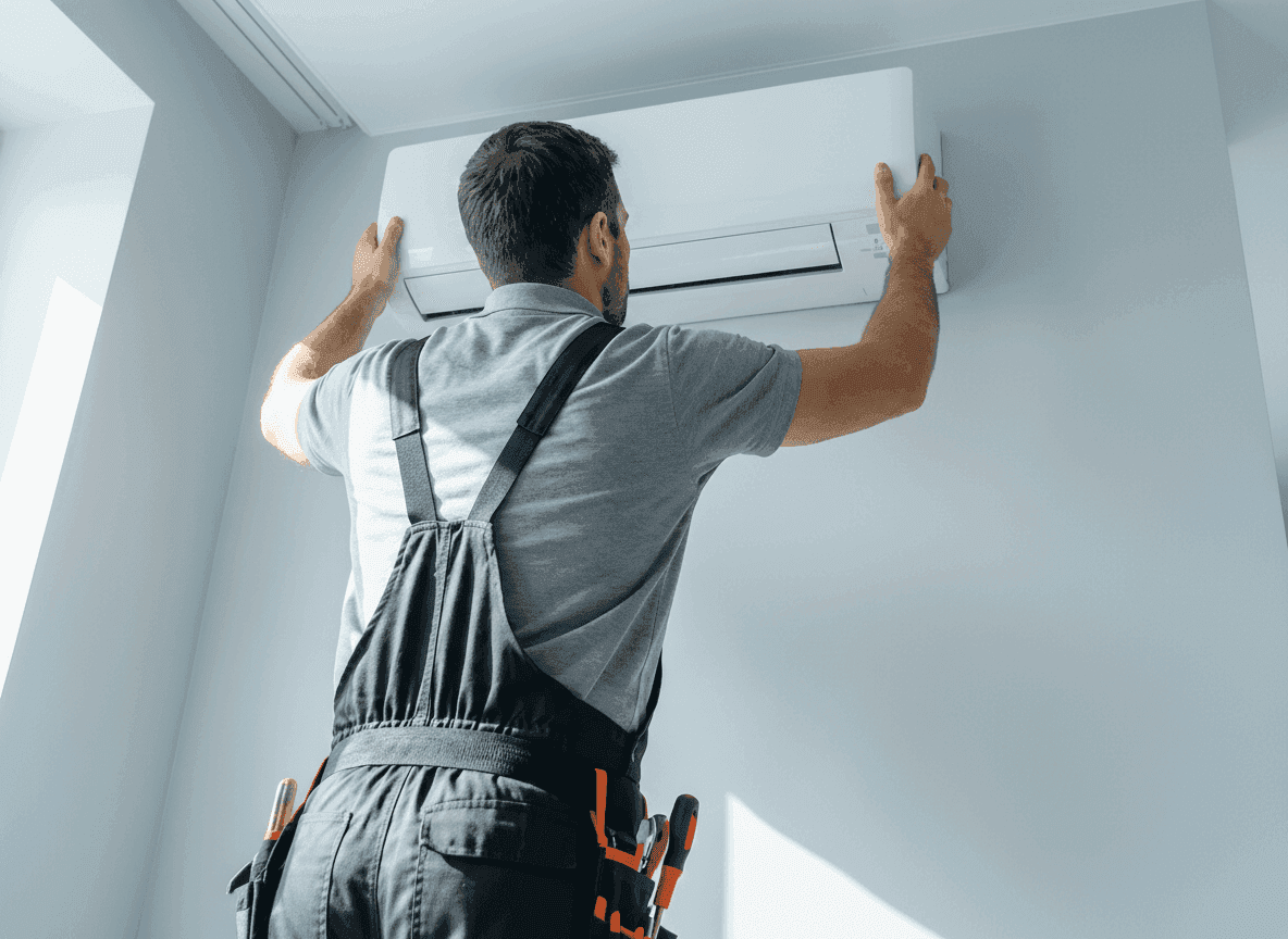 Technicien certifié ClimAction Shawinigan installant une thermopompe